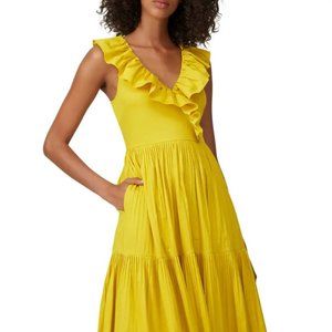 Yellow Kate Spade Poplin Ruffled Tiered Dress W/Pocket!